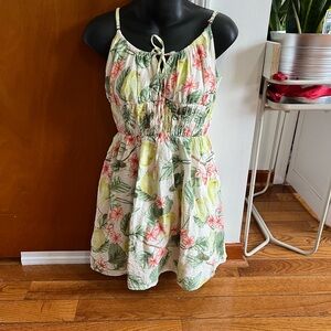 LOFT Floral Dress with Green and Yellow